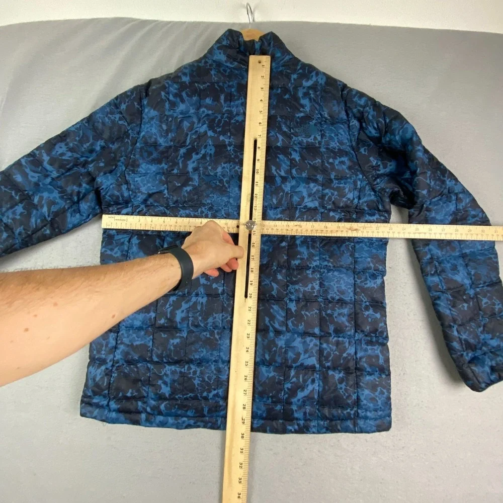 The North Face Mens Thermoball Puffer Jacket Large Blue Camo